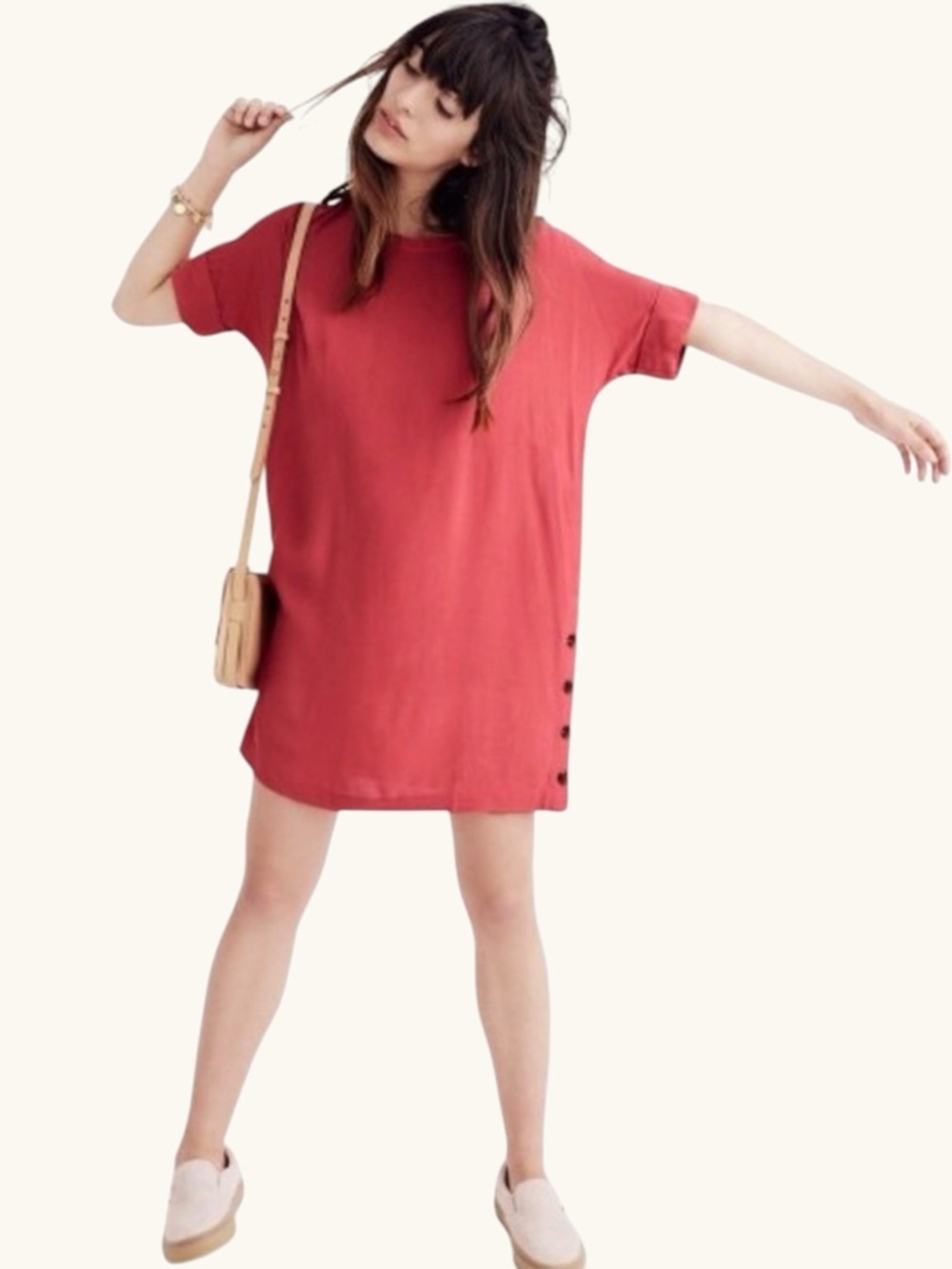 Madewell Journal Side Button Coral Pink Dress Size XS